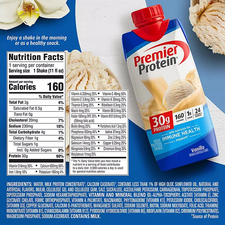 Premier Protein High Protein Shake, Vanilla (11 fl. oz., 15 pk.)