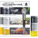 Pursonic Gel Mud Face Mask 3-pack, Charcoal + Honey + Dead Sea Minerals