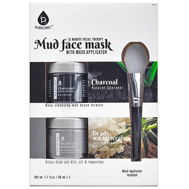 Pursonic Mud Face Mask 2-pack, Charcoal + Dead Sea Minerals