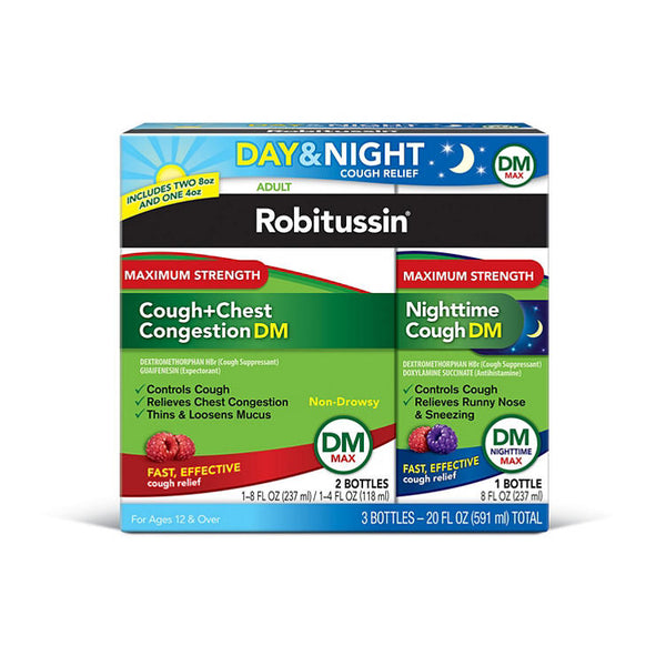 Robitussin DM Max Cough and Chest Congestion Value Pack, Maximum Strength Day and Nighttime