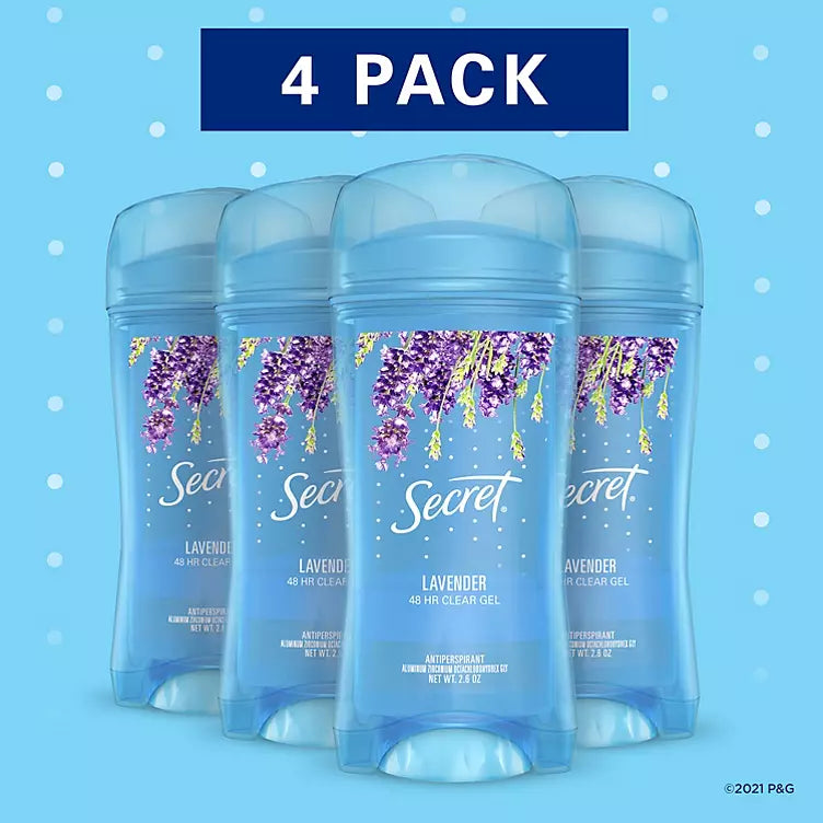 Secret Fresh Antiperspirant and Deodorant Clear Gel For Women, Luxe Lavender (2.6 oz., 4 pk.)