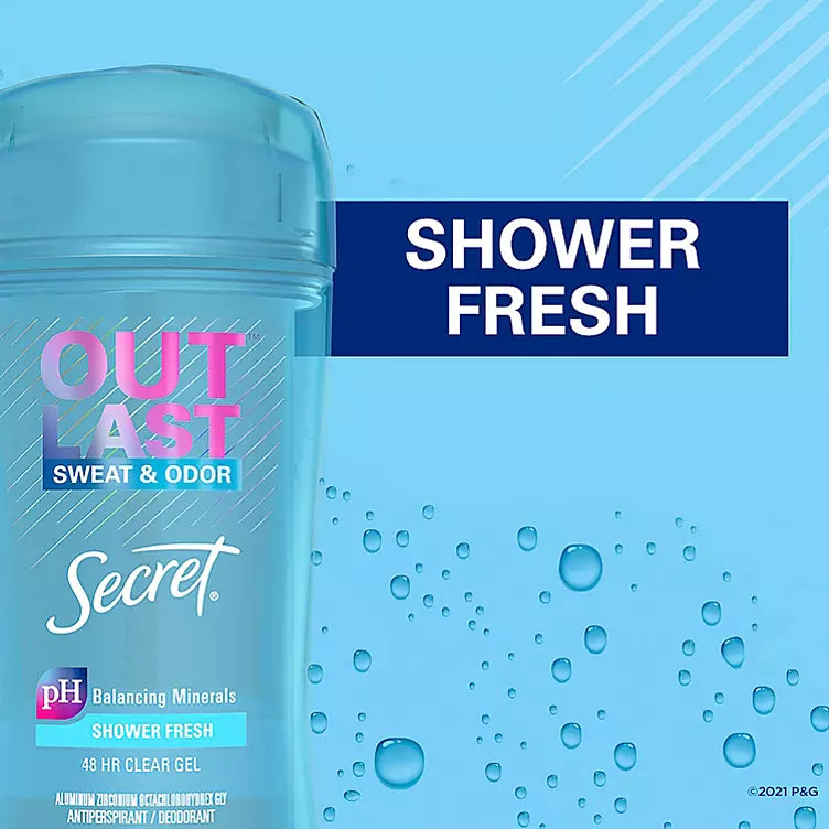 Secret Outlast Clear Gel Deodorant, Shower Fresh (2.6 oz., 4 pk.)