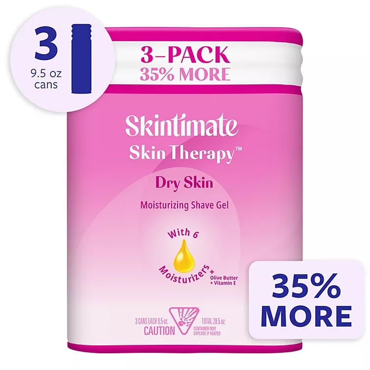 Skintimate Skin Therapy Moisturizing Shaving Gel for Women, Dry Skin (9.5 oz., 3 pk.)