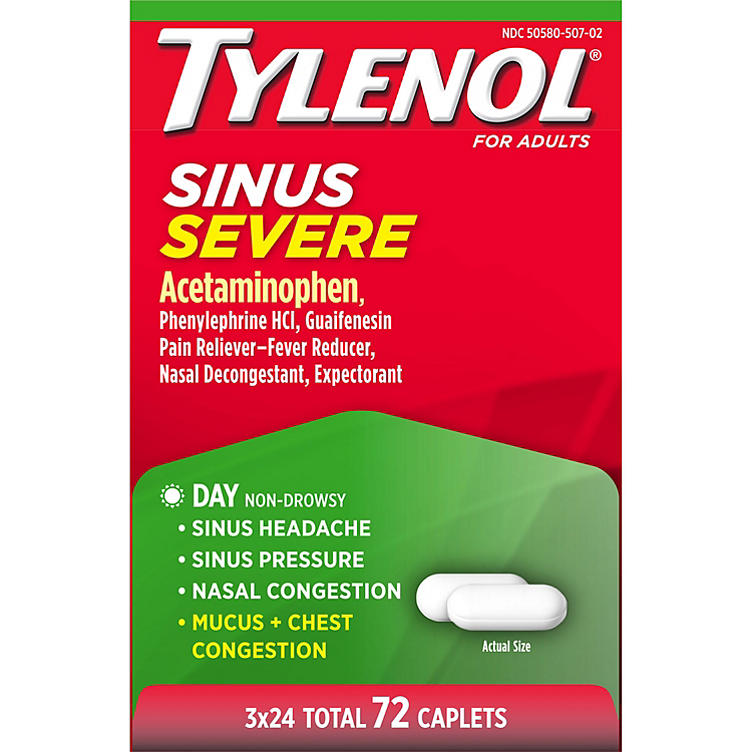 Tylenol Sinus Severe Daytime Caplets (24 ct., 3pk.)