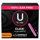 U by Kotex Click for your Perfect Fit Compact Tampons, Unscented, Super Plus (45 ct.)