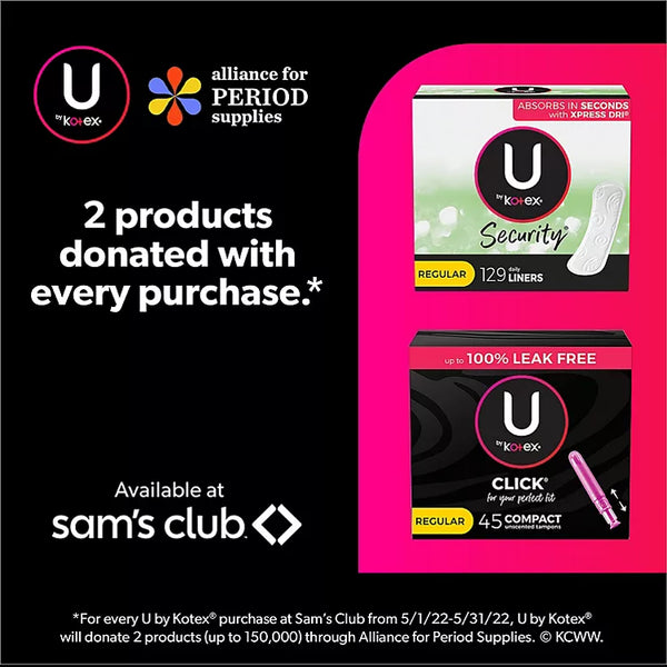 U by Kotex Security Daily Liners, Light Absorbency, Regular Length (129 ct.)