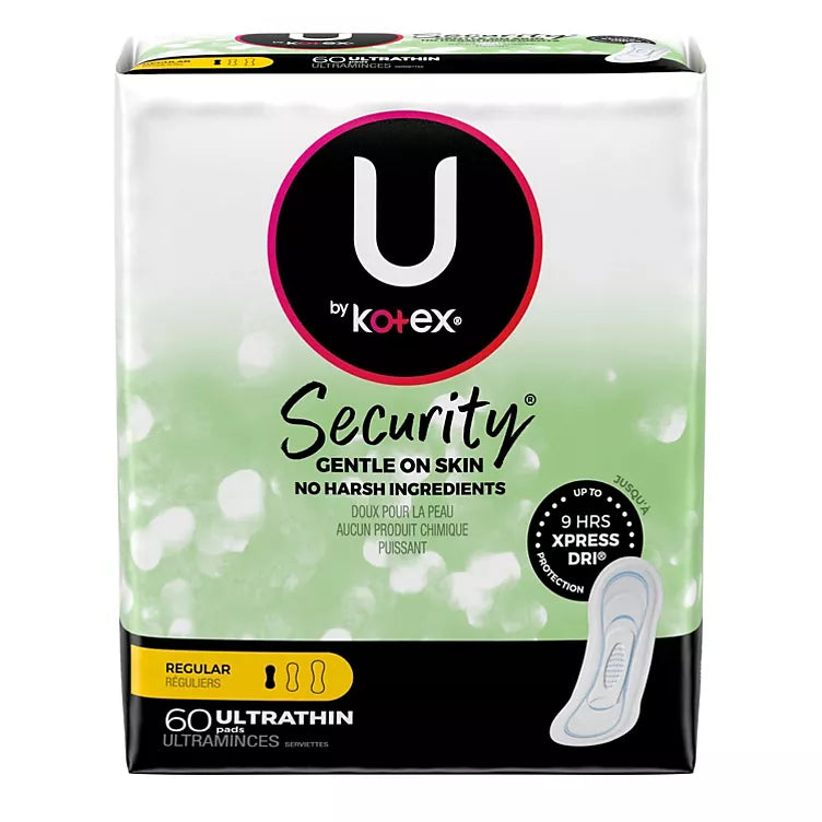 U by Kotex Security Ultra Thin Pads, Regular, Unscented (120 ct.)