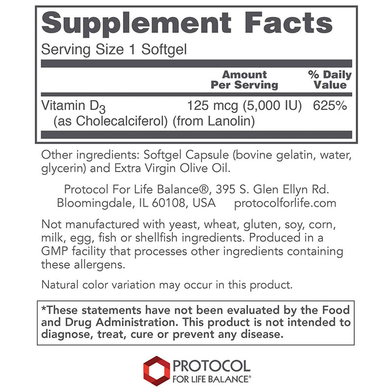 Vitamin D3 5000 IU 120 softgels