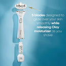 Venus Radiant Skin Womens razor, Seaweed & Aloe Olay moisturizer, 1 razor handle + 5 blade refills + 5 Olay moisturizer refills