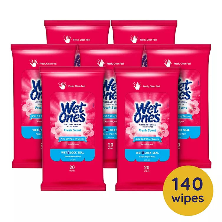 Wet Ones Antibacterial Hand Wipes, Fresh Scent (20 ct., 7 pk.)
