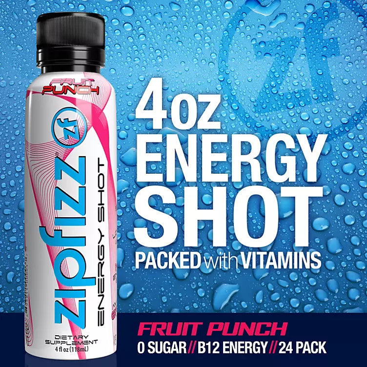 Zipfizz Liquid Energy Shot, Fruit Punch (24 ct.)