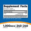 Nutricost Folic Acid (Vitamin B9) Capsules