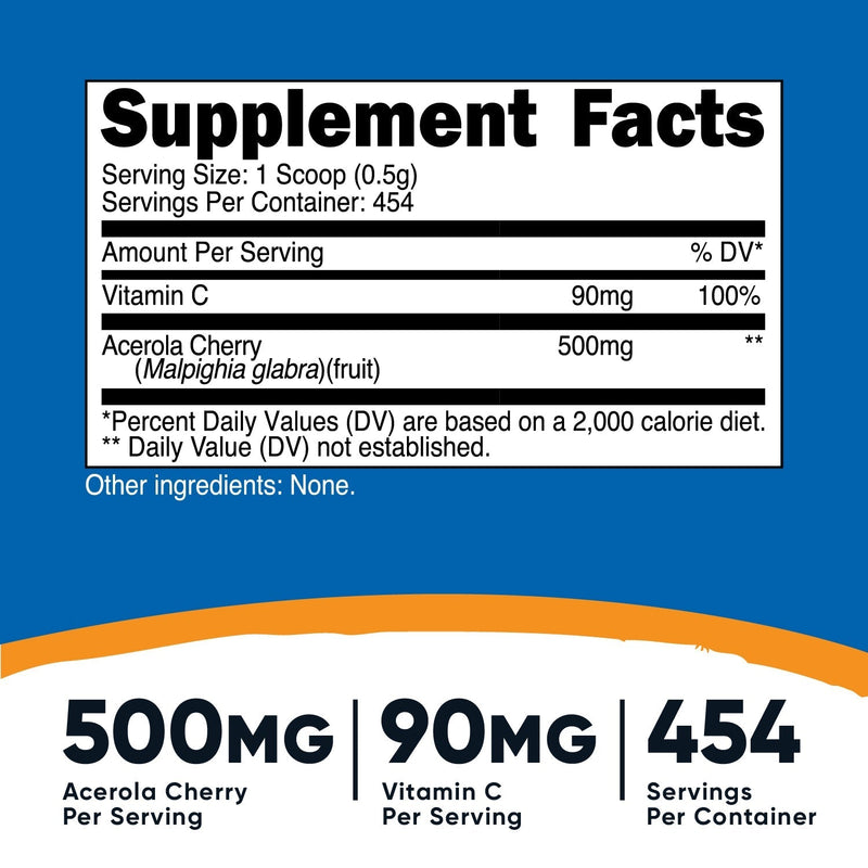 Nutricost Natural Vitamin C (Acerola Cherry) Powder