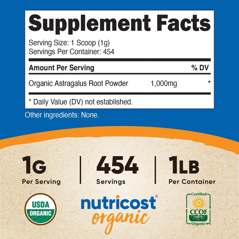 Nutricost Organic Astragalus Root Powder