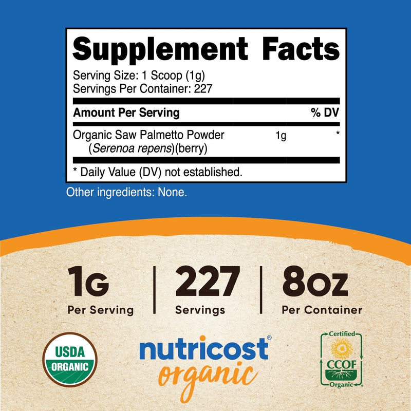 Nutricost Organic Saw Palmetto Powder (8 OZ)